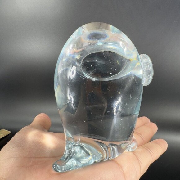Lucio Zanetti Murano Clear Glass Big Eyed Bird Owl Whimsical Italian Glass VTG - Picture 13 of 15